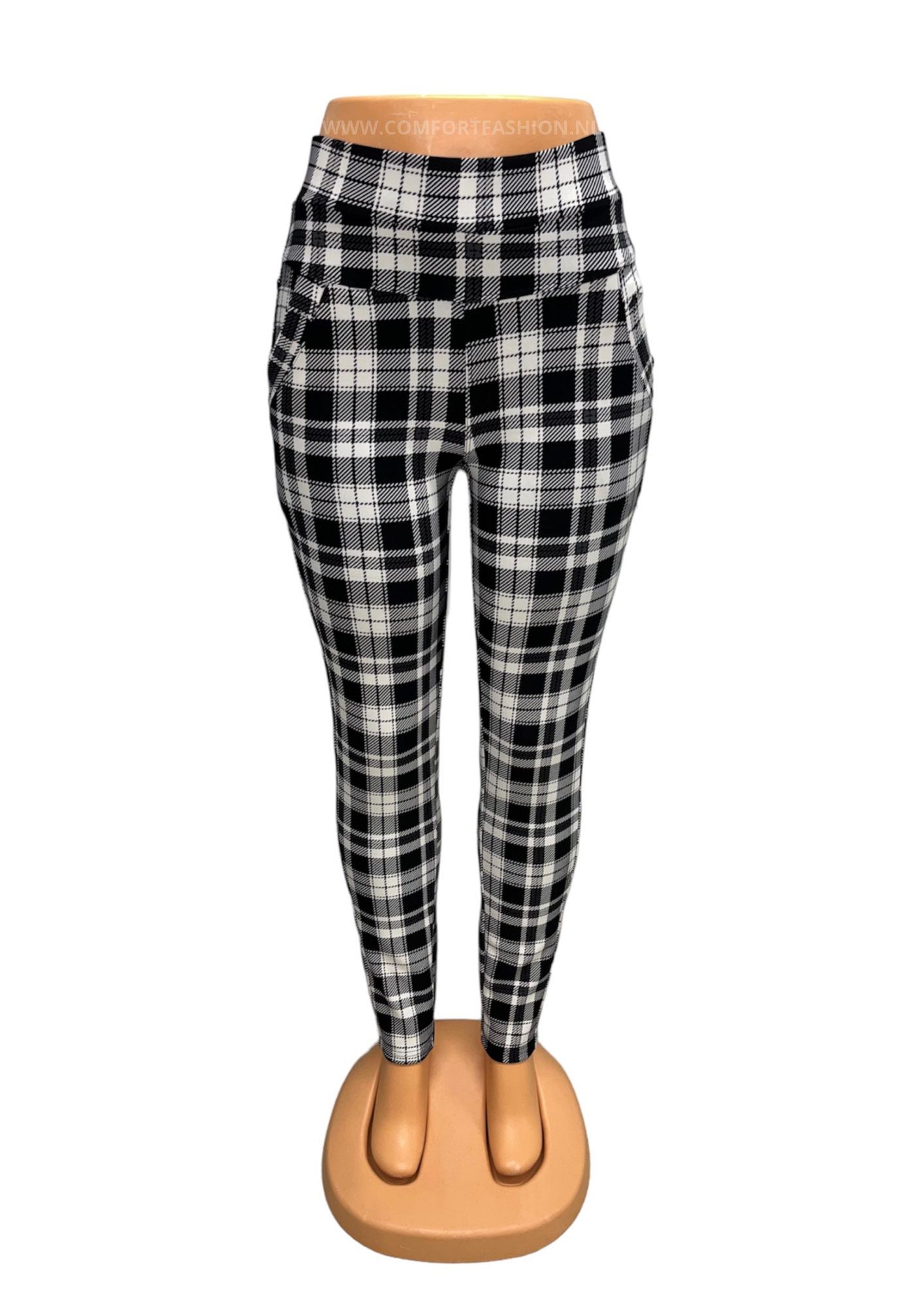 -COMFORT PANTS BLACK WHITE CHECKED