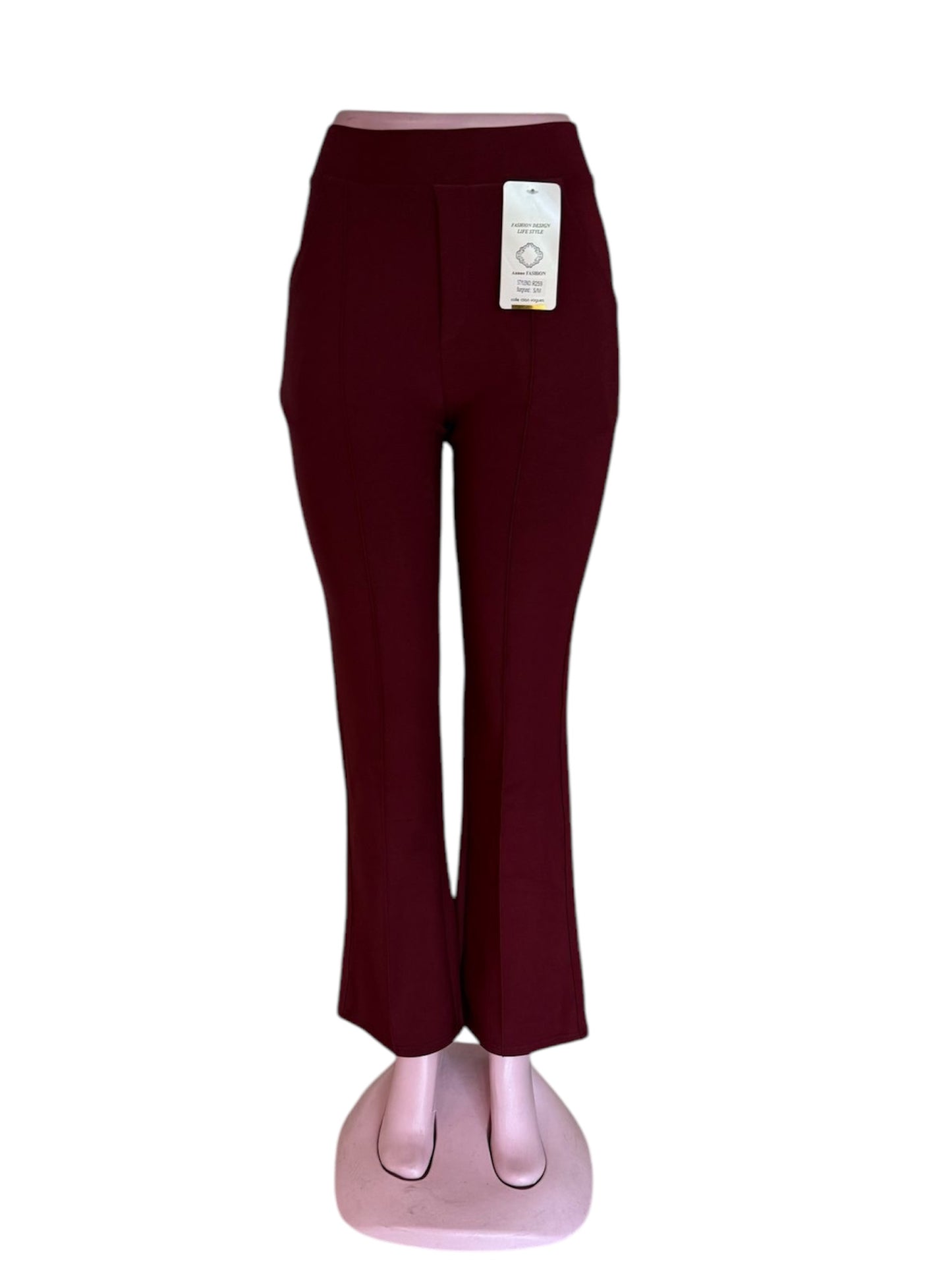 -COMFORTBROEK FLARED TALL BORDEAUXROOD