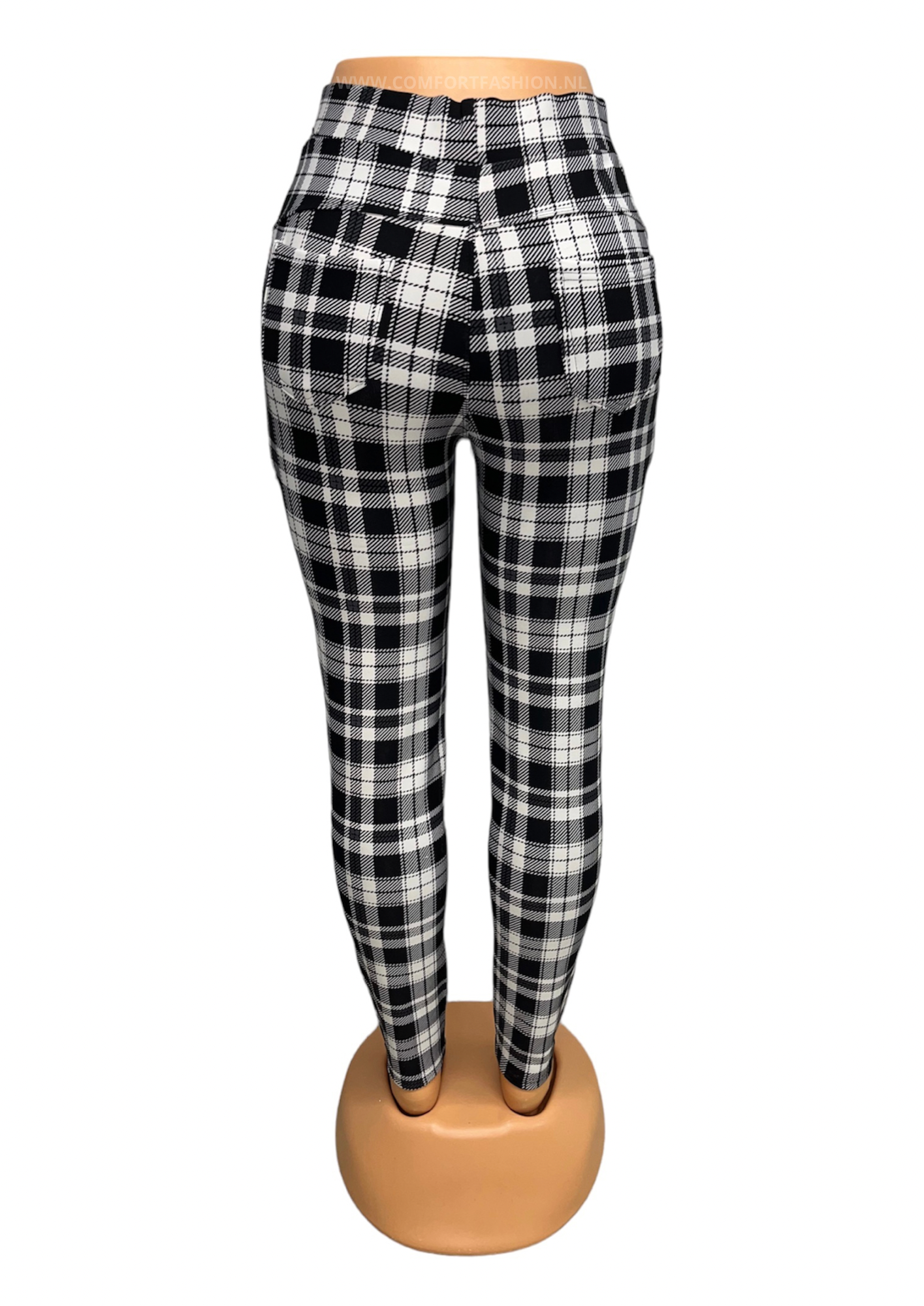 -COMFORT PANTS BLACK WHITE CHECKED