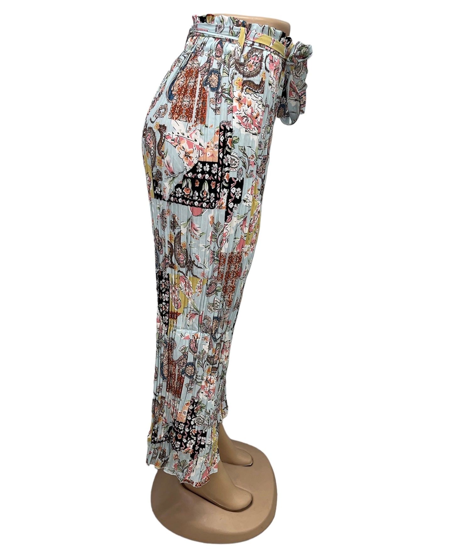 LUCHTIGE ZOMERBROEK MET PRINT LICHTBLAUW -ANNA
