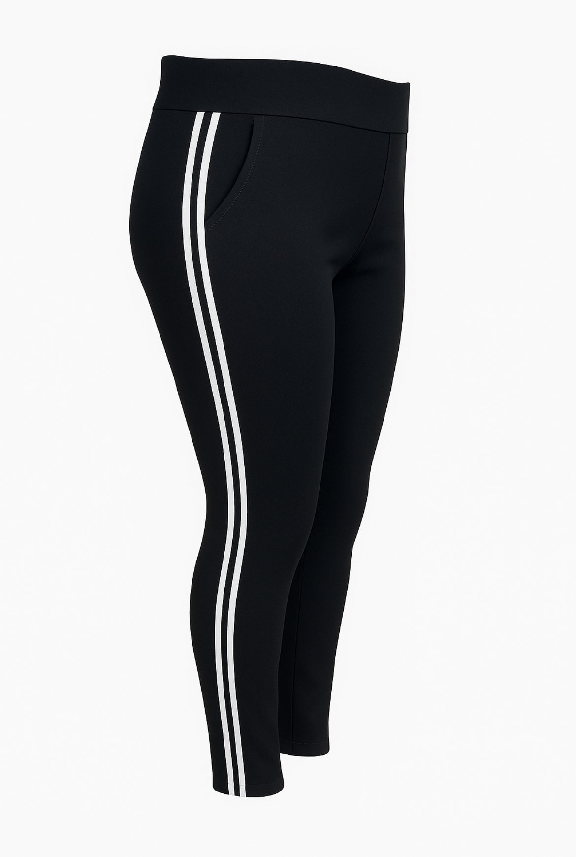 R269 -COMFORTBROEK ZWART WITTE STREEP SPORT