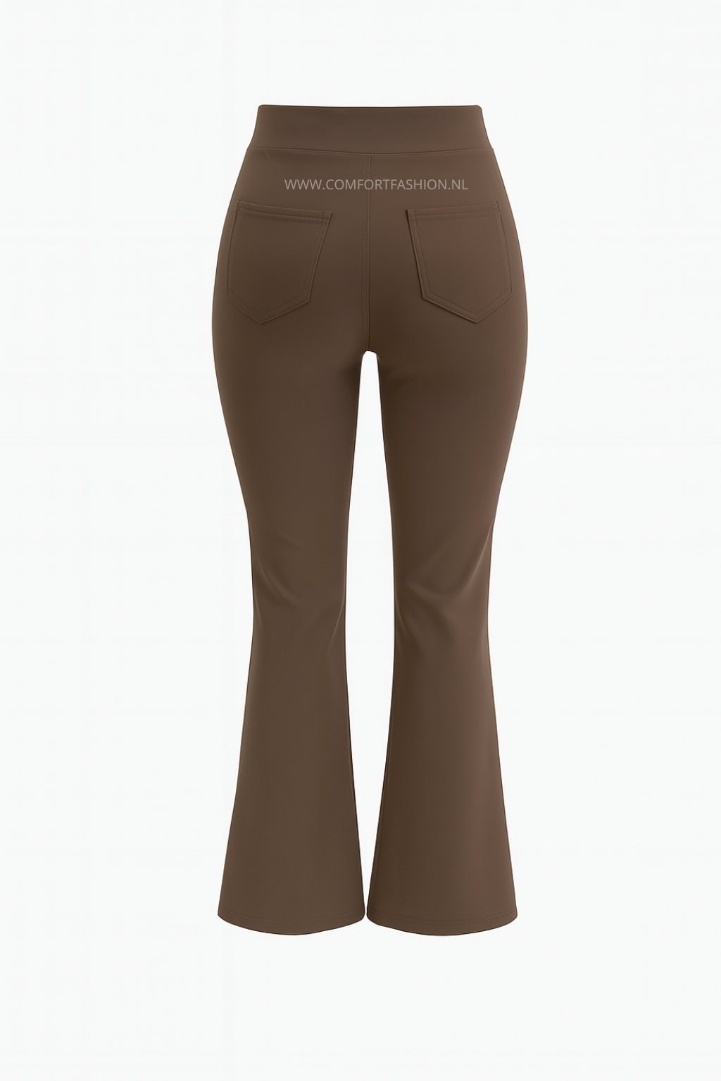 -COMFORTBROEK TALL FLARED CHOCOLADE BRUIN