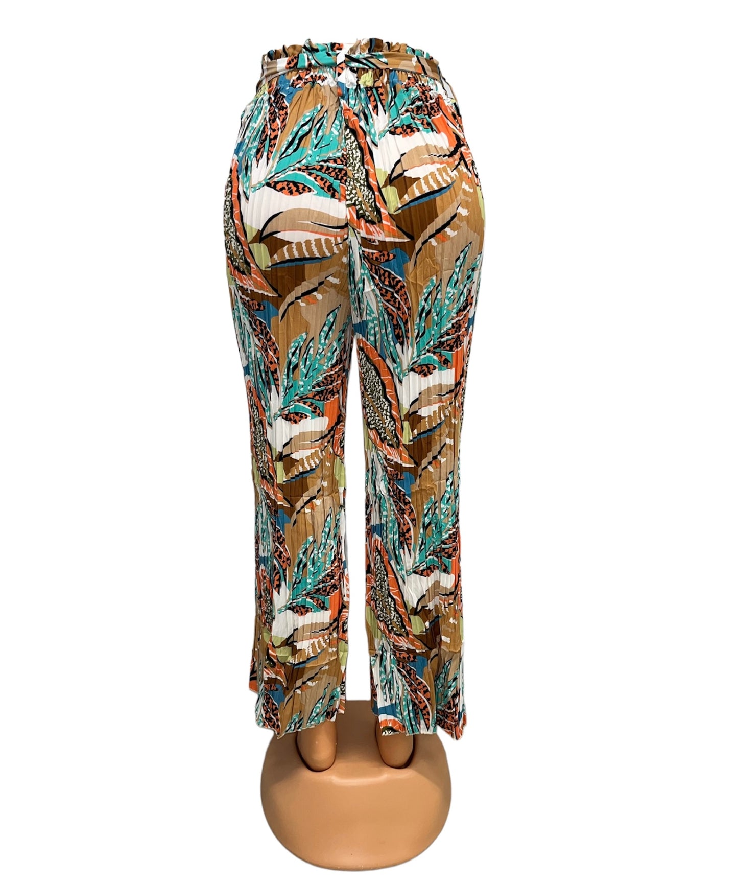 LUCHTIGE ZOMERBROEK MET PRINT ORANJE/BLAUW -EVI