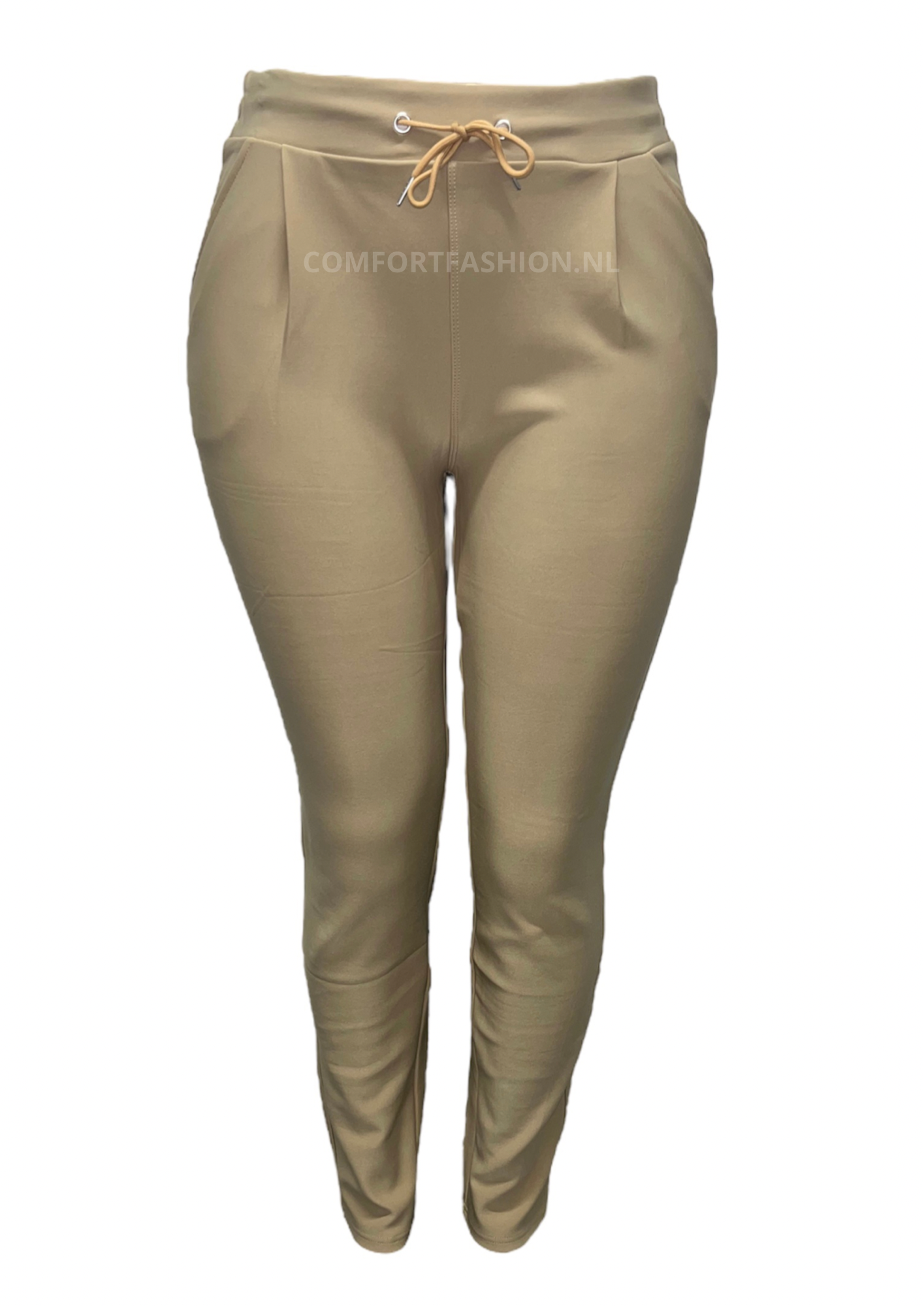 -PANTALÓN CONFORT BEIGE CON CORDONES