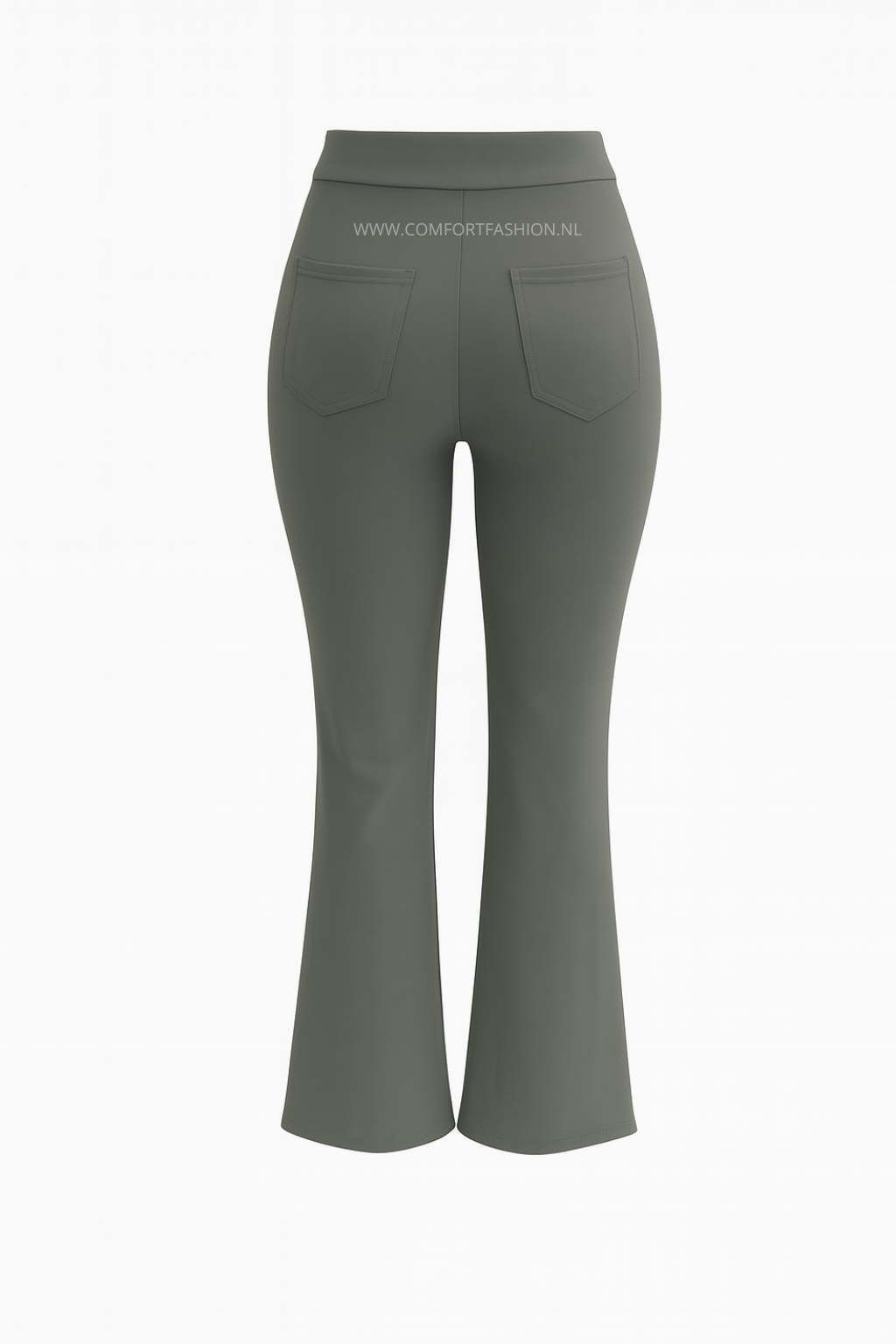 -COMFORTBROEK TALL FLARED GROEN/GRIJS