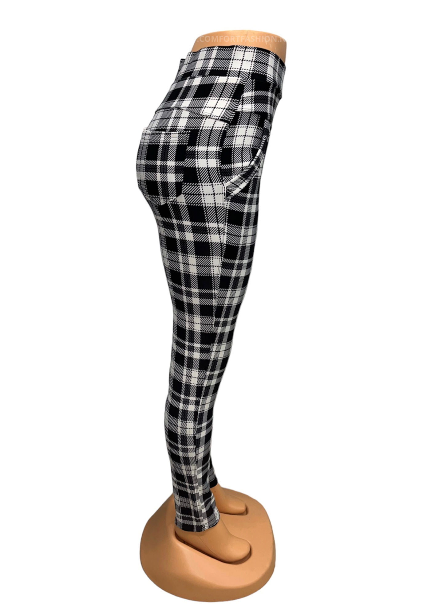 -COMFORT PANTS BLACK WHITE CHECKED