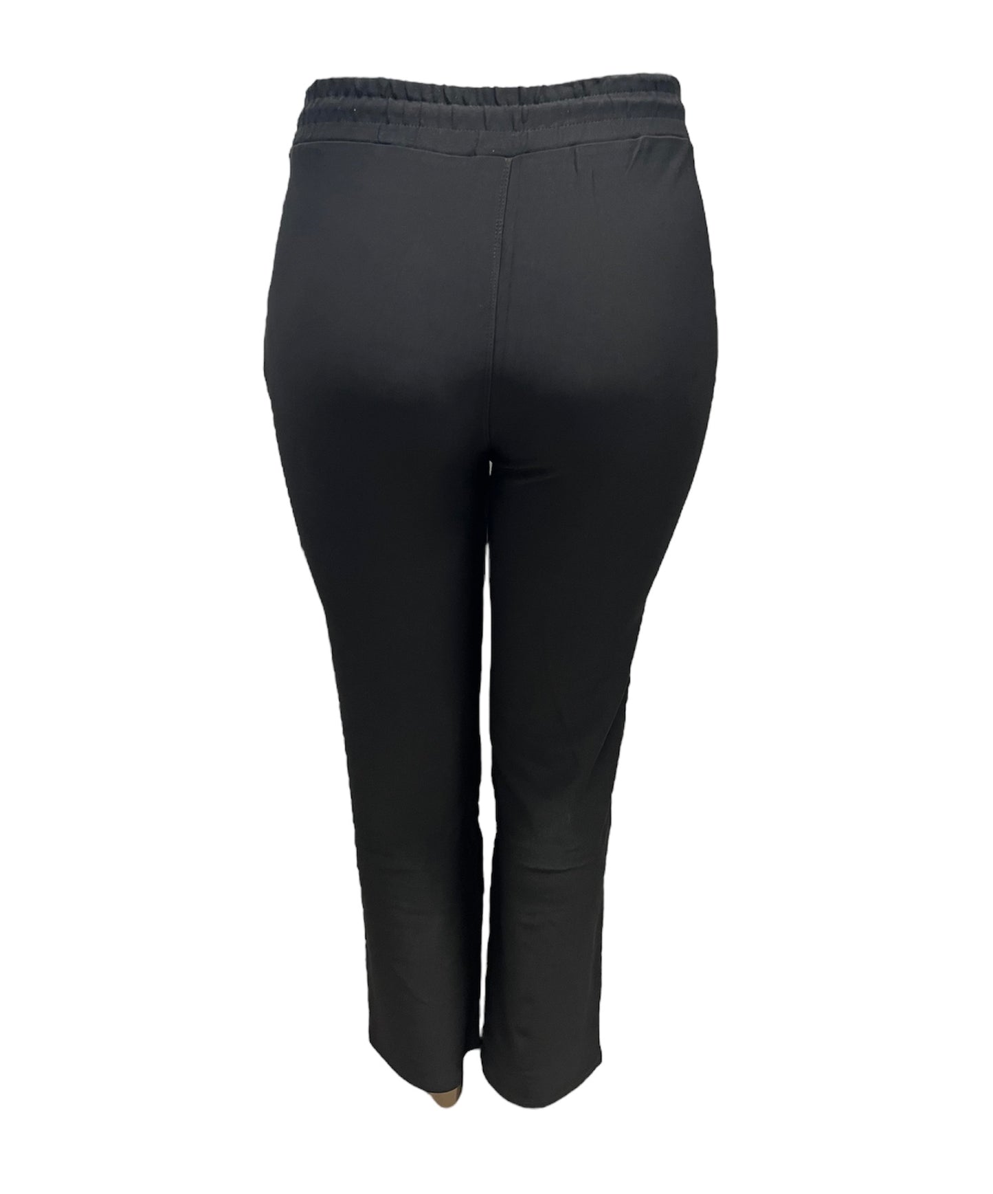 -PANTALÓN CONFORT EN NEGRO CON CORDONES Y PIERNA RECTA