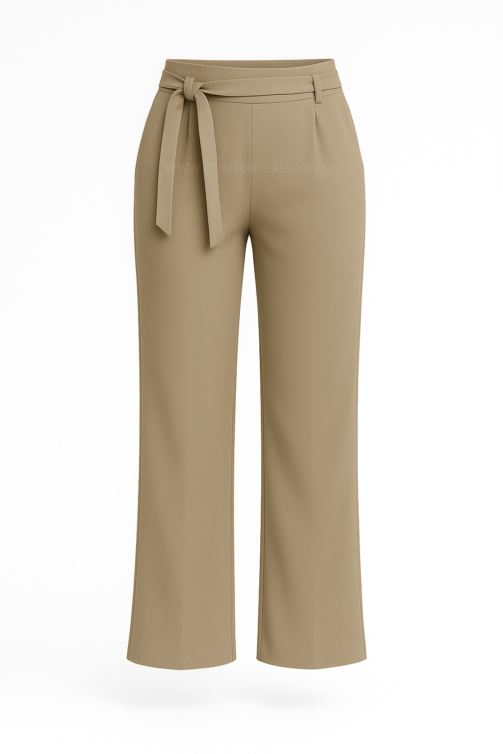 -COMFORTBROEK STRAIGHT LEG BEIGE MET RIEMPJE