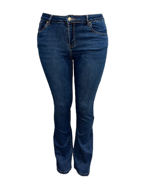 -FLARED JEANS MET STRETCH BLAUW - PLUSSIZE