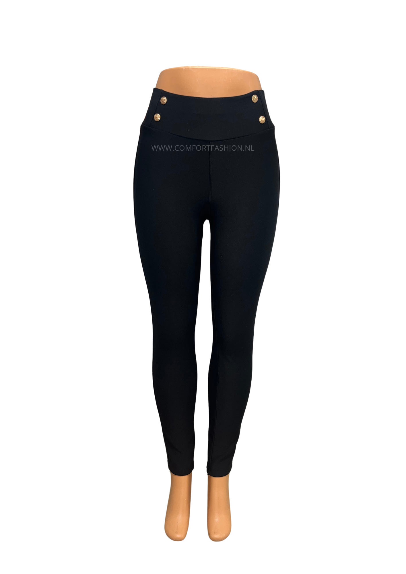 -COMFORTBROEK ZWART MET GOUDEN