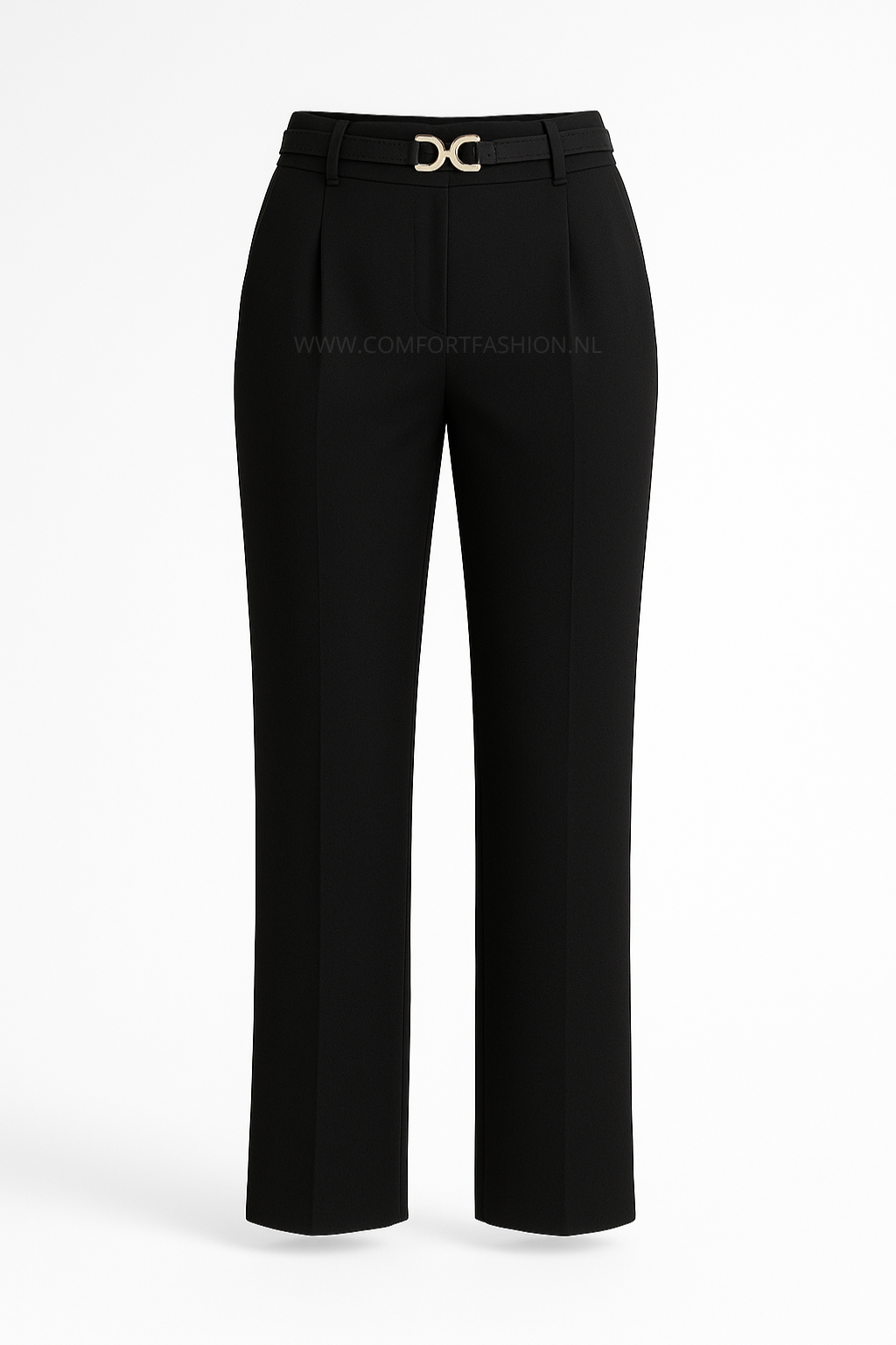 -COMFORTBROEK STRAIGHT LEG ZWART MET KETTING