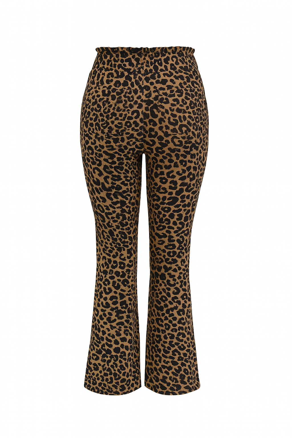 R227- COMFORTBROEK FLARED LUIPAARD PRINT