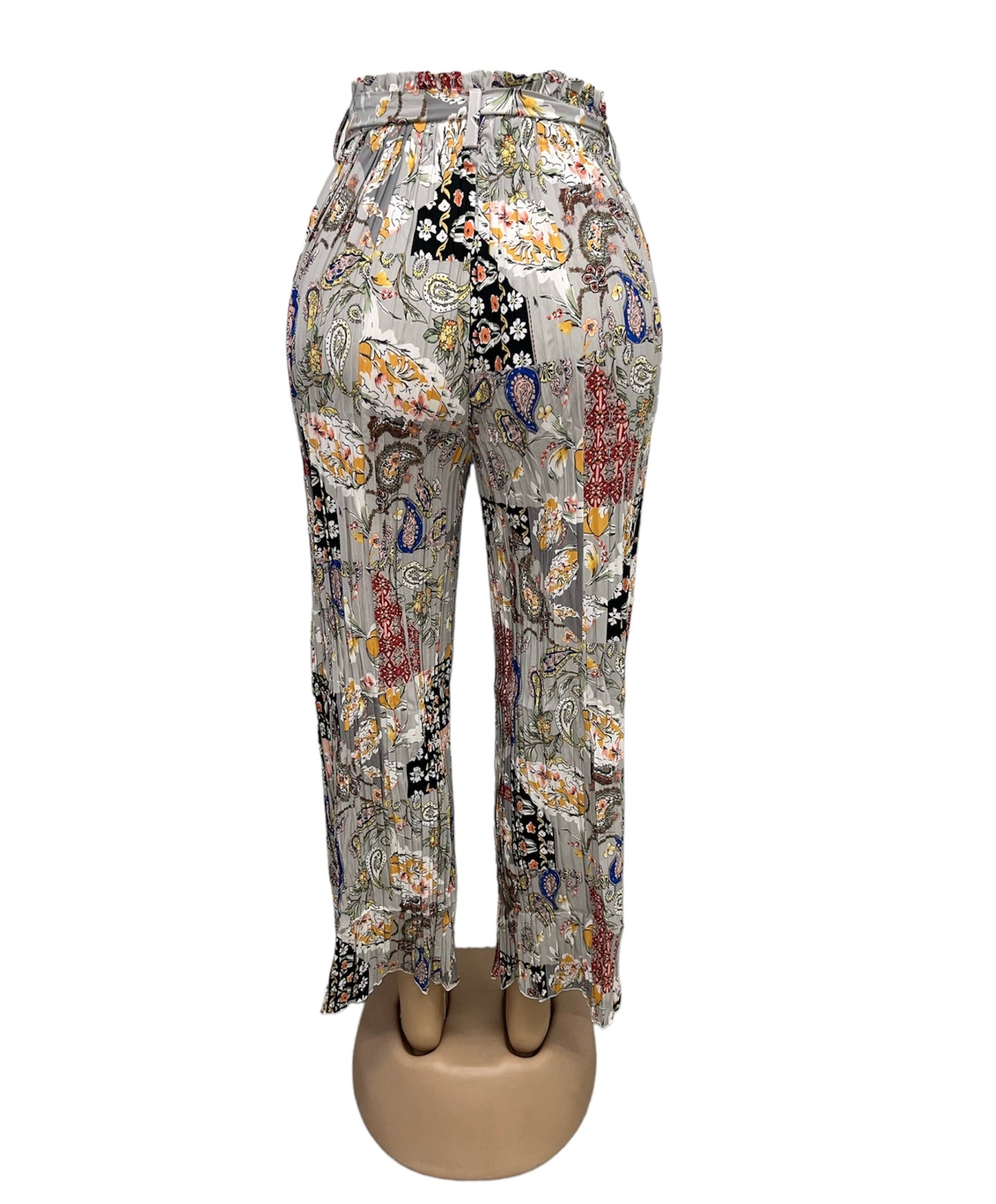 LUCHTIGE ZOMERBROEK MET PRINT LICHTGRIJS -ANNA