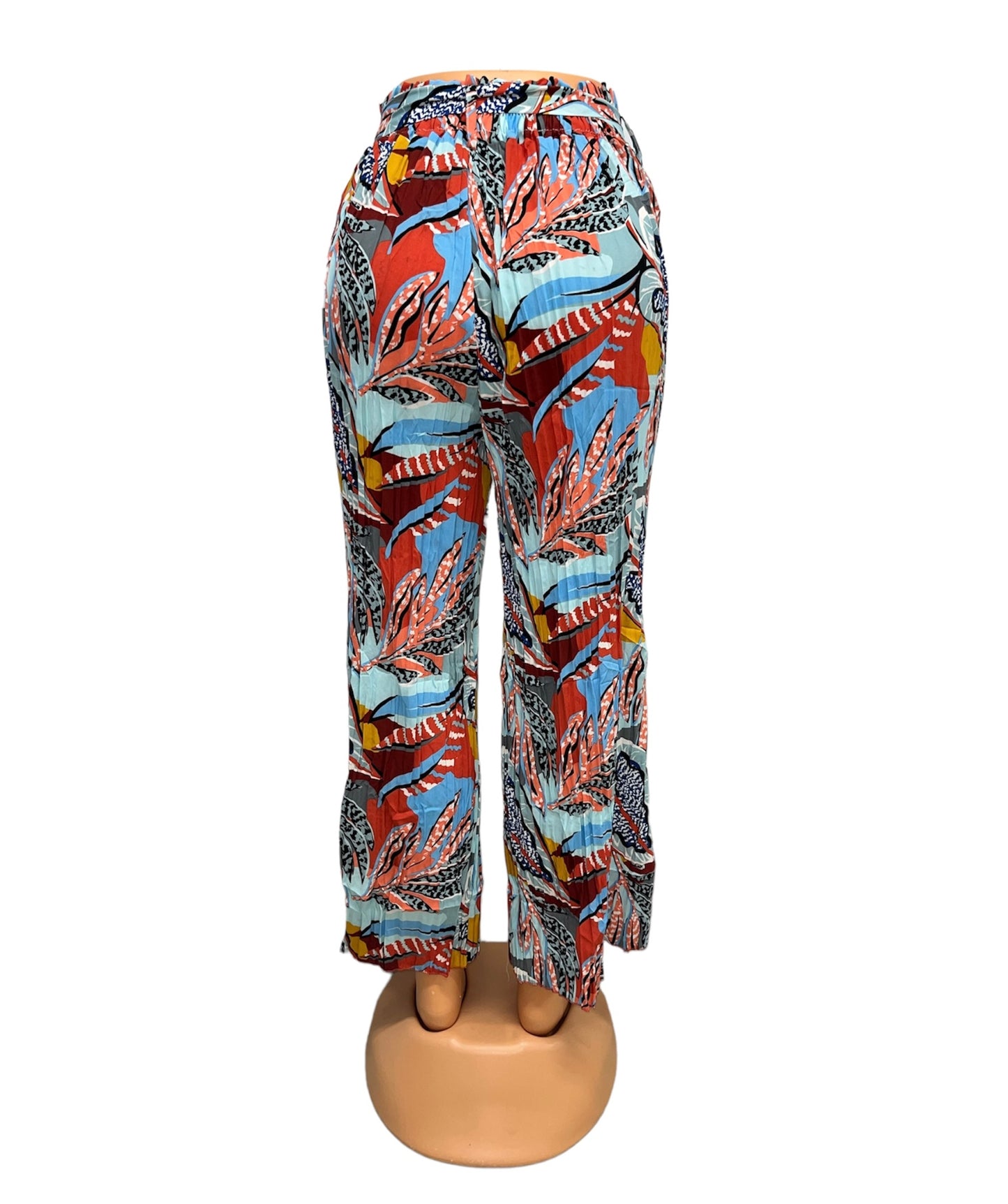 LUCHTIGE ZOMERBROEK MET PRINT BLAUW/ROOD -EVI