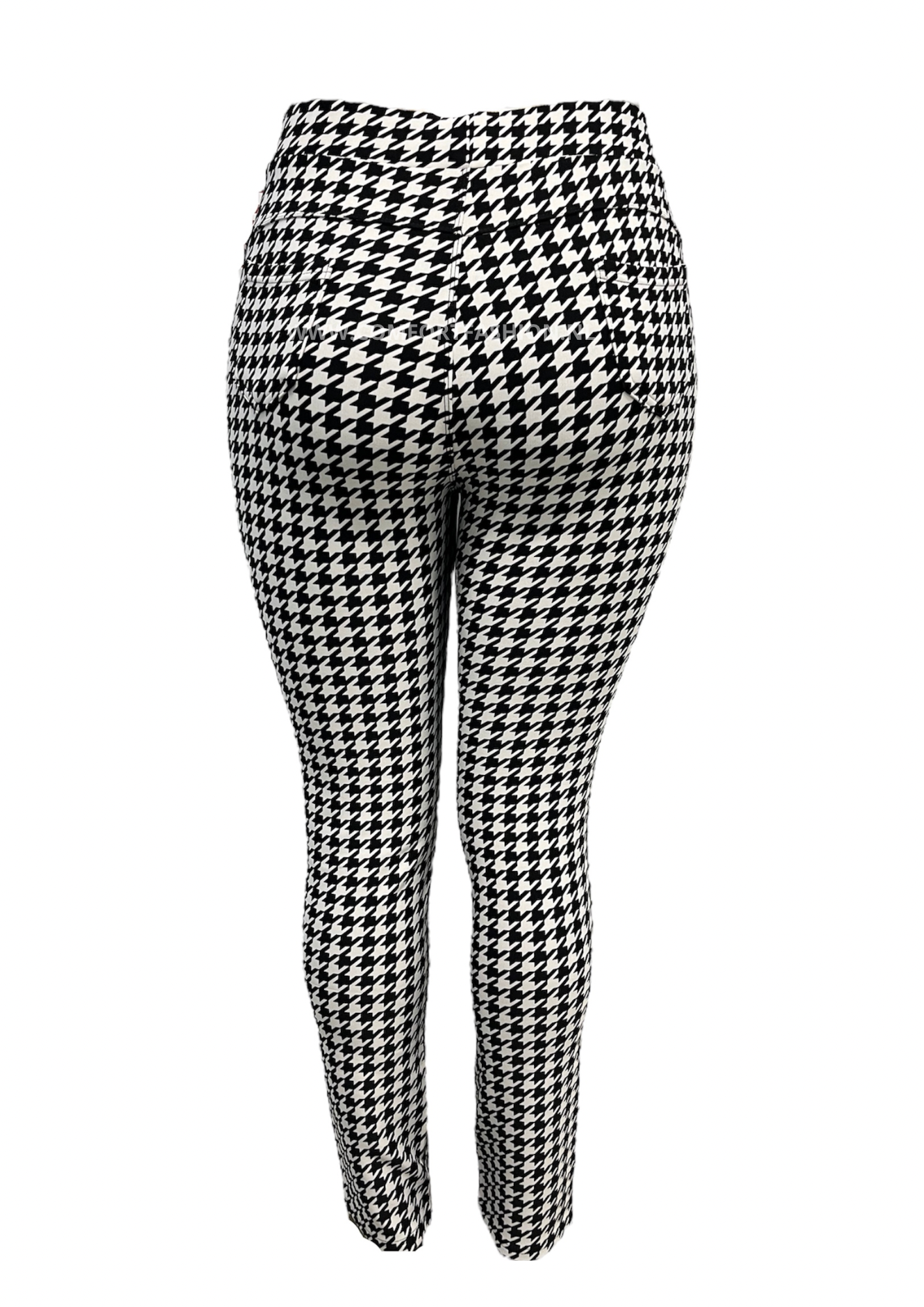 -COMFORTBROEK ZWART WIT GEBLOKT