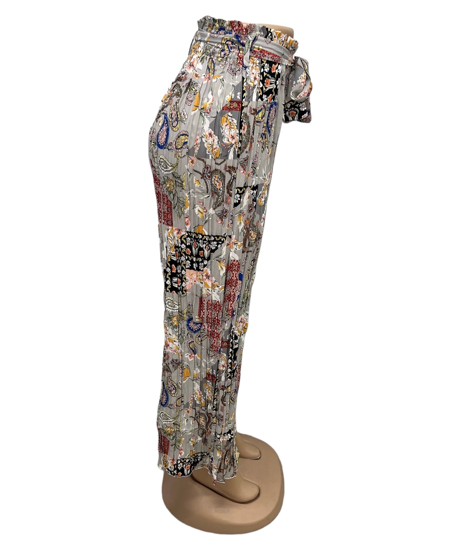 LUCHTIGE ZOMERBROEK MET PRINT LICHTGRIJS -ANNA