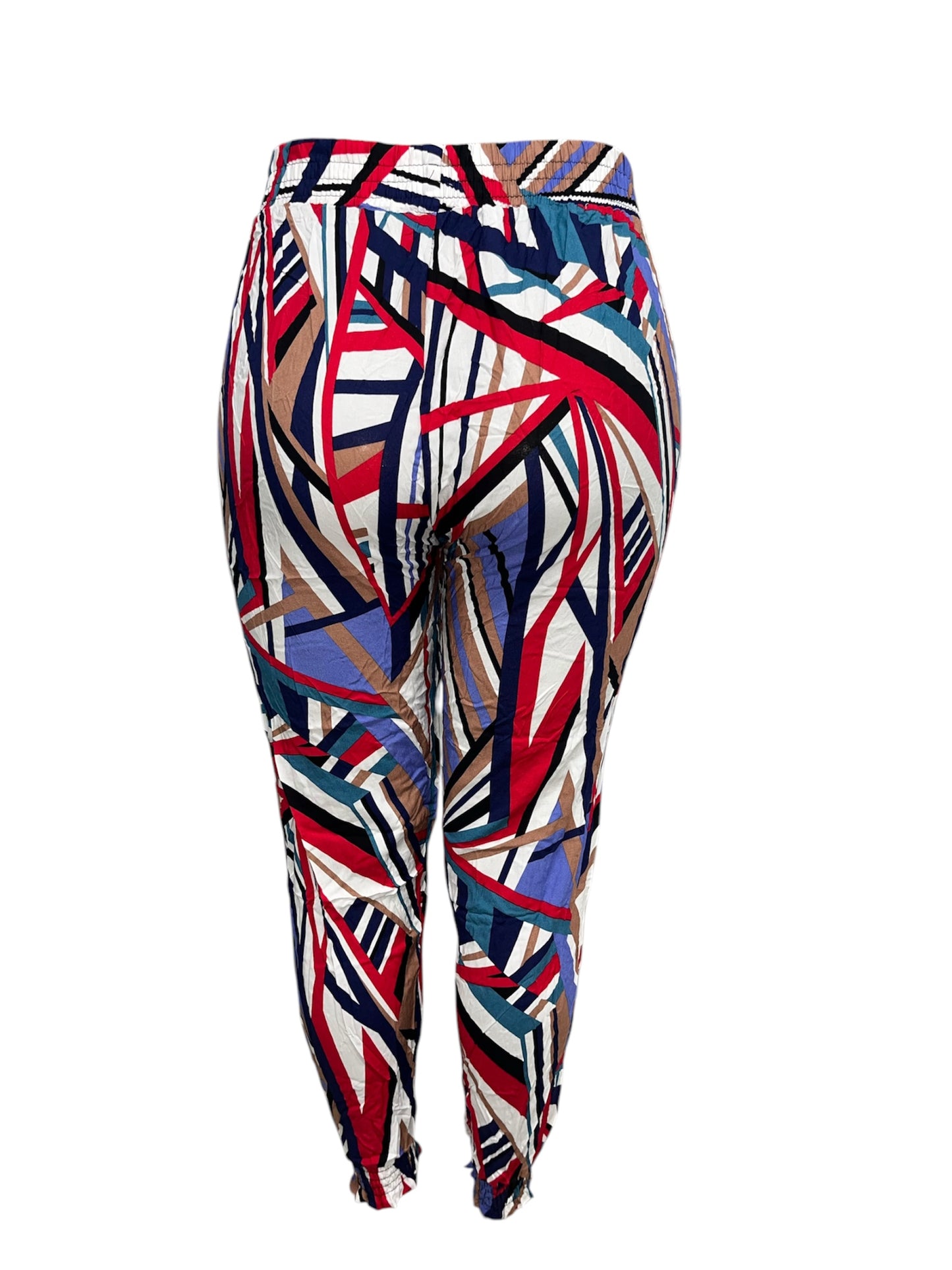 LUCHTIGE ZOMERBROEK MET PRINT WIT/ROOD -PLUSSIZE