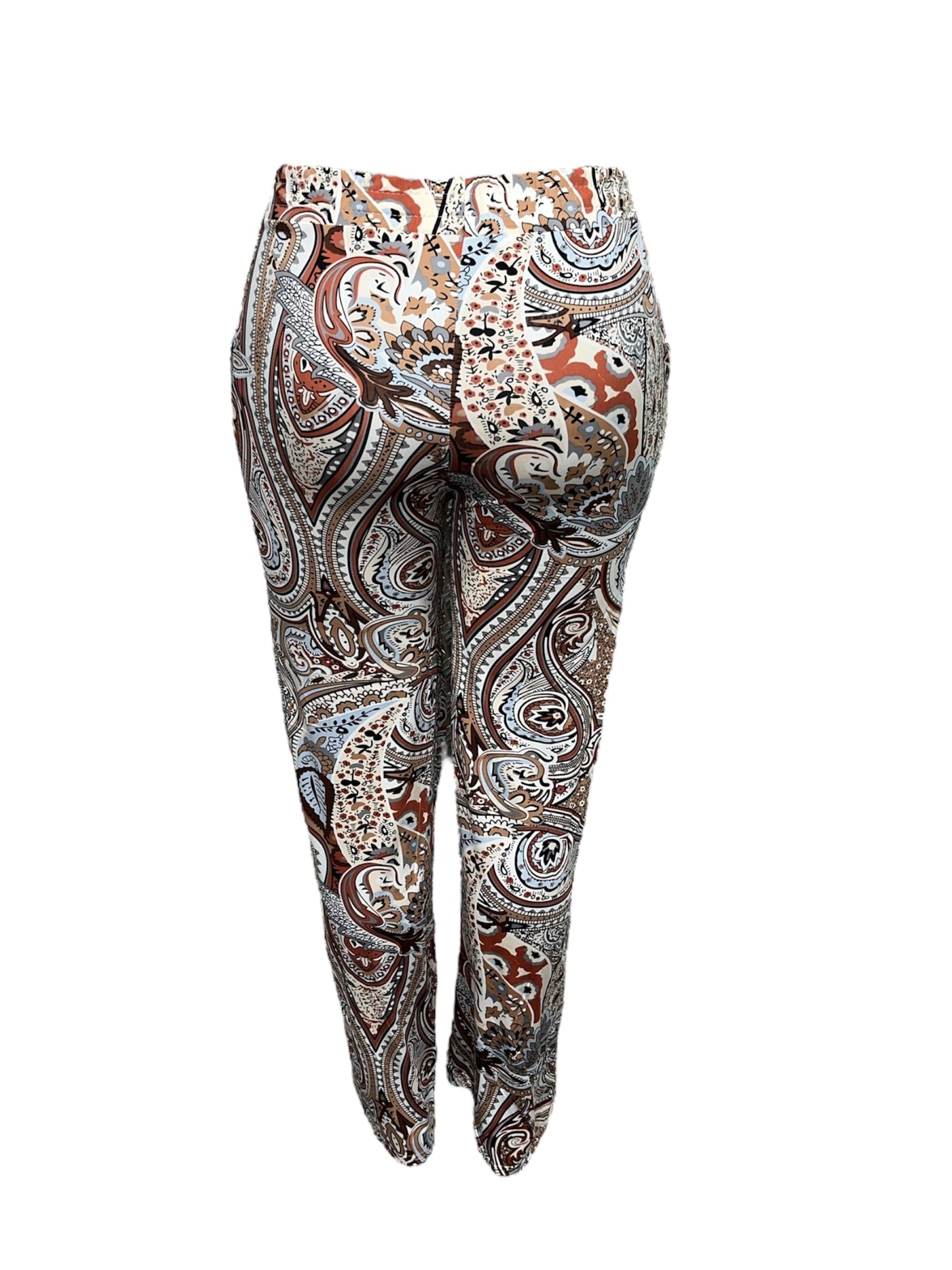 LUCHTIGE ZOMERBROEK MET PRINT BRUIN/BLAUW -LUCY