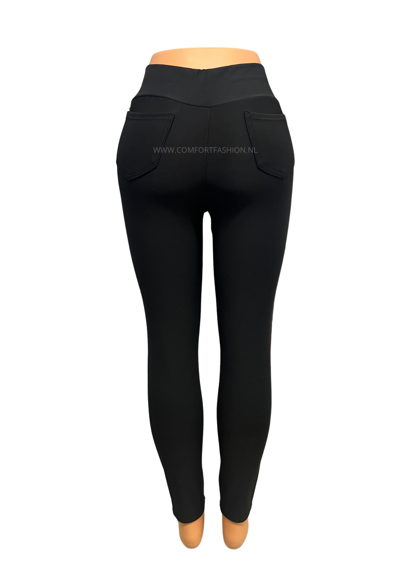 -COMFORTBROEK ZWART MET GOUDEN