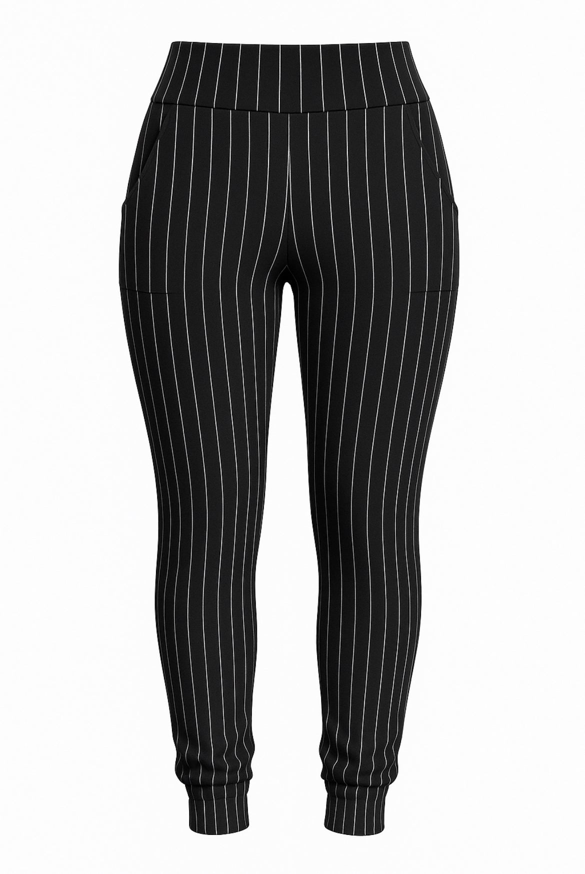 R216-1 -COMFORTBROEK KRIJTSTREEP ZWART