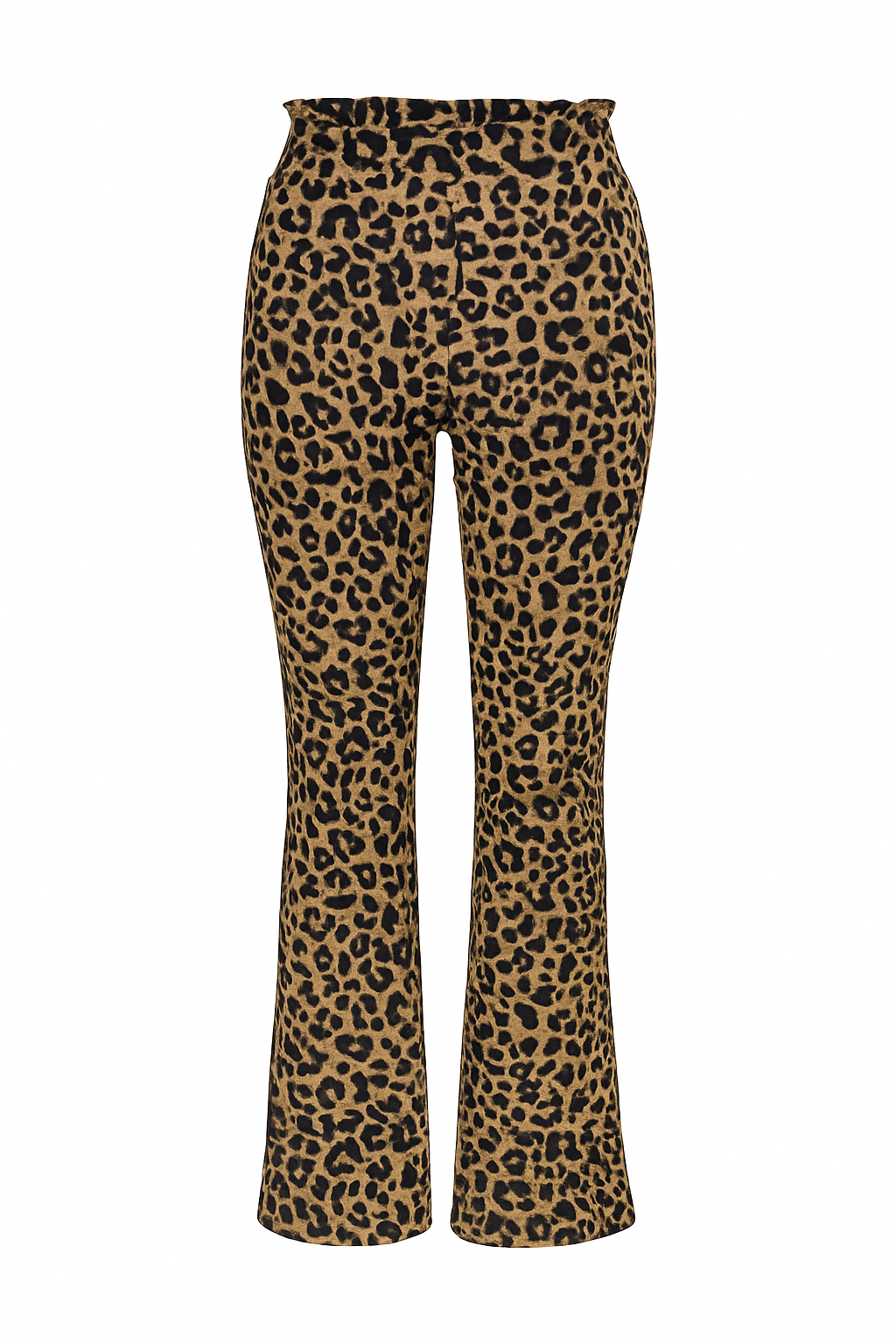 R227- COMFORTBROEK FLARED LUIPAARD PRINT
