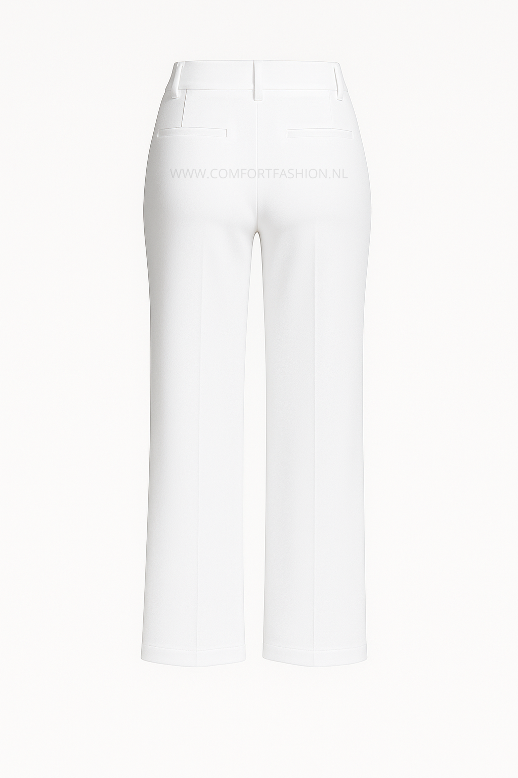 -COMFORTBROEK STRAIGHT LEG WIT MET RIEMPJE