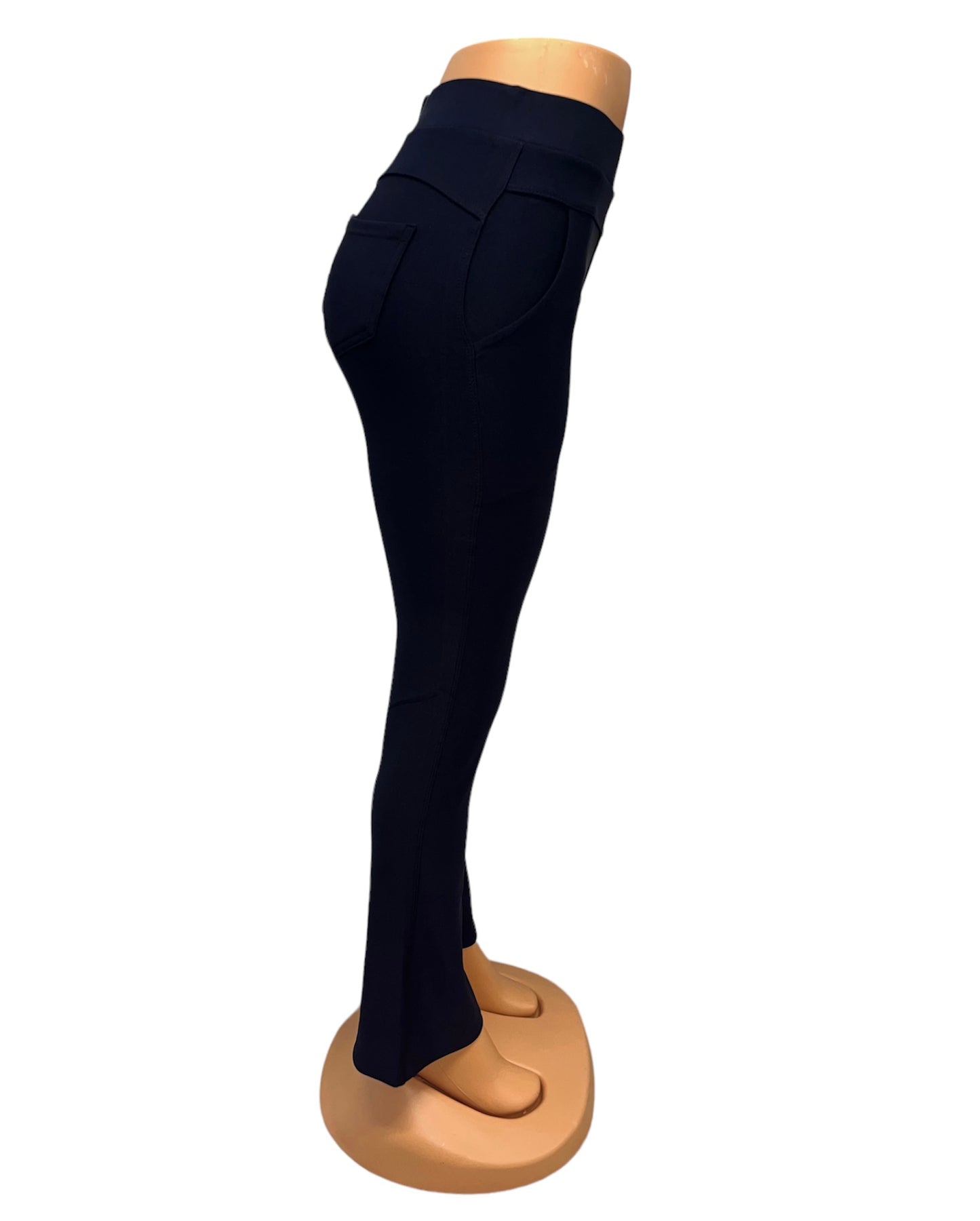 -COMFORTBROEK DONKERBLAUW MET FLARED