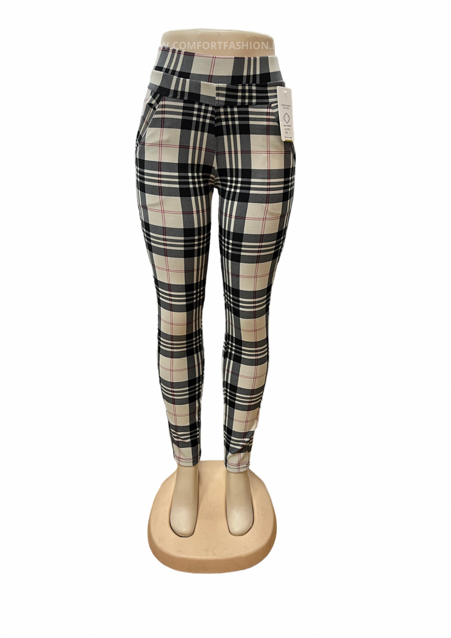 -PANTALÓN CONFORT CUADROS MARRÓN BEIGE