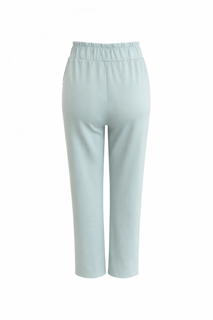 R602- COMFORTBROEK STRAIGHTLEG VETERS MINTGROEN ZOMERSTOF