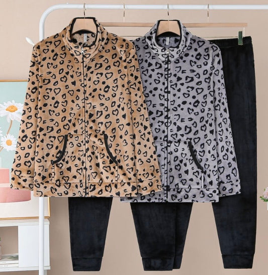 -HUISPAK LEOPARD VEST/BROEK