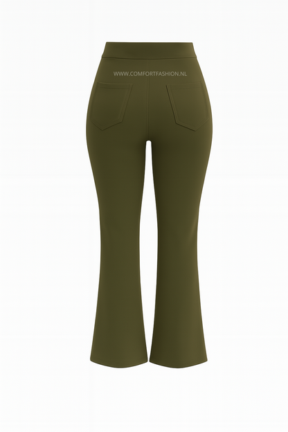 -COMFORTBROEK TALL FLARED GROEN