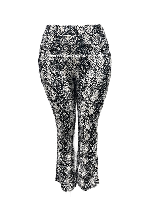 -COMFORTBROEK FLARED SLANGENPRINT