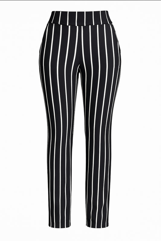 R251-1 -COMFORTBROEK FLARED GESTREEPT
