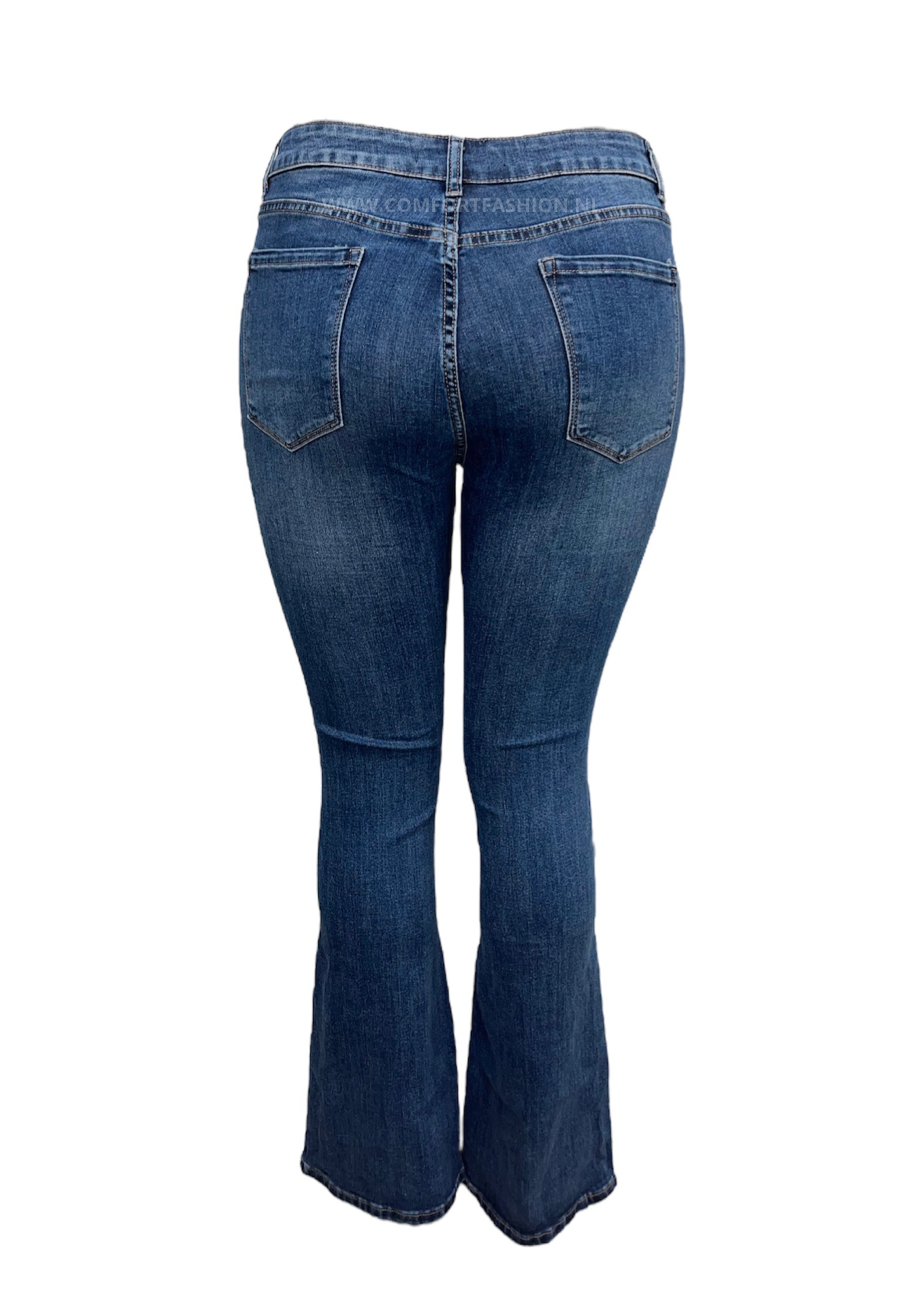 -FLARED JEANS DONKERBLAUW MET STRETCH