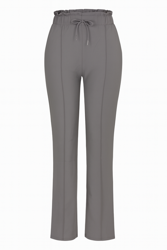 R272- COMFORTBROEK STRAIGHT LEG MET VETERS GRIJS
