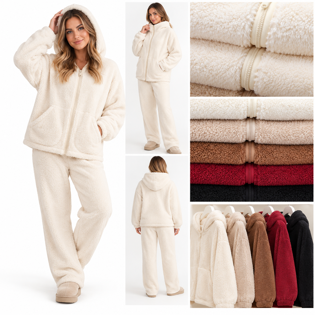 Dames Teddy Fleece Huispak – Warm & Zacht – Met Capuchon – M/L t/m XXL