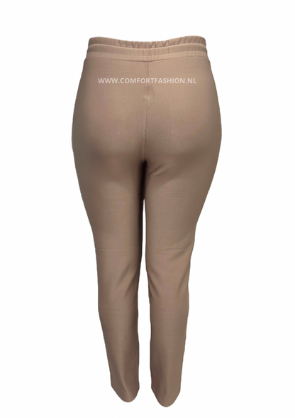 -COMFORTBROEK TAUPE MET VETERS