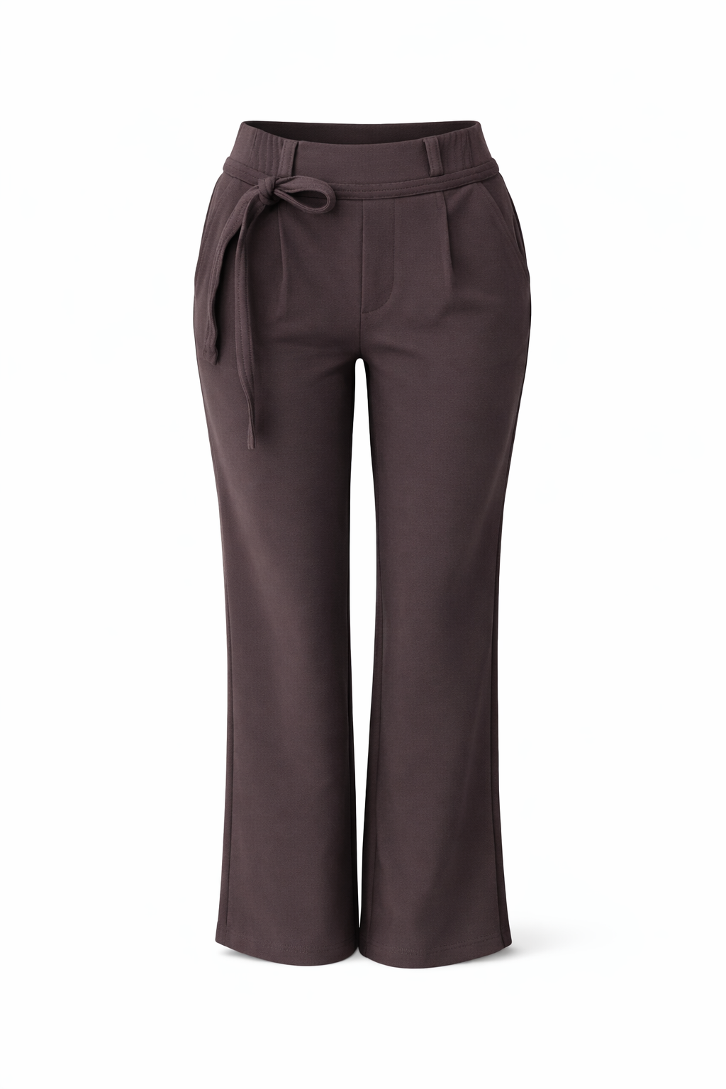 R271- COMFORTBROEK STRAIGHTLEG MET RIEMPJE DONKERBRUIN