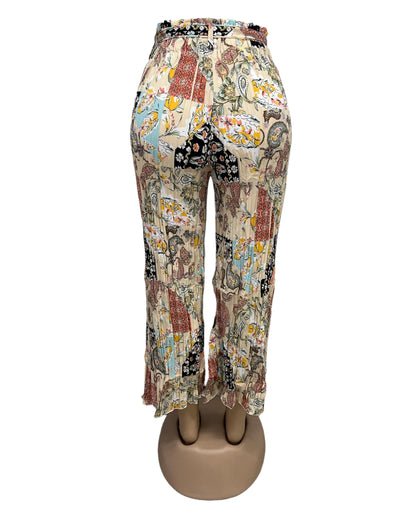 LUCHTIGE ZOMERBROEK MET PRINT BEIGE -ANNA