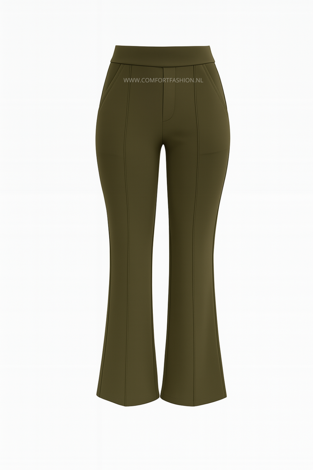 -COMFORTBROEK TALL FLARED GROEN