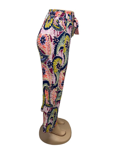 AIRY SUMMER PANTS WITH PRINT PINK/GREEN -NINA