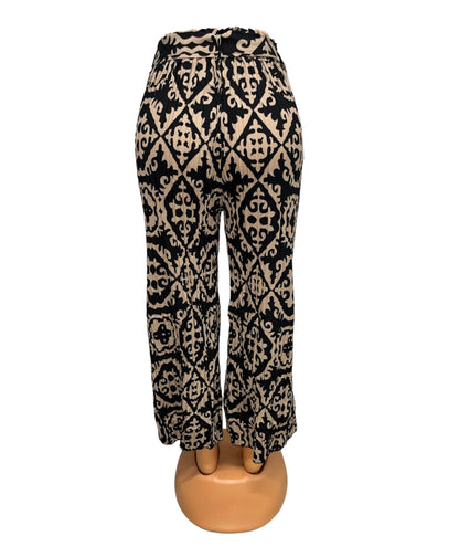 PANTALONES AIRY DE VERANO CON ESTAMPADO BEIGE/NEGRO -JILL