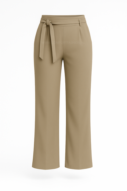 -COMFORTBROEK STRAIGHT LEG BEIGE MET RIEMPJE