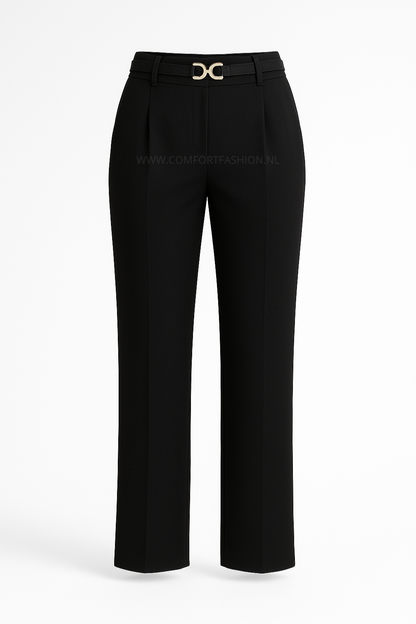 -COMFORTBROEK STRAIGHT LEG ZWART MET KETTING