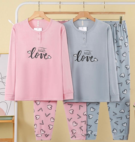 -DIKKE THERMO PYJAMA LOVE WISH