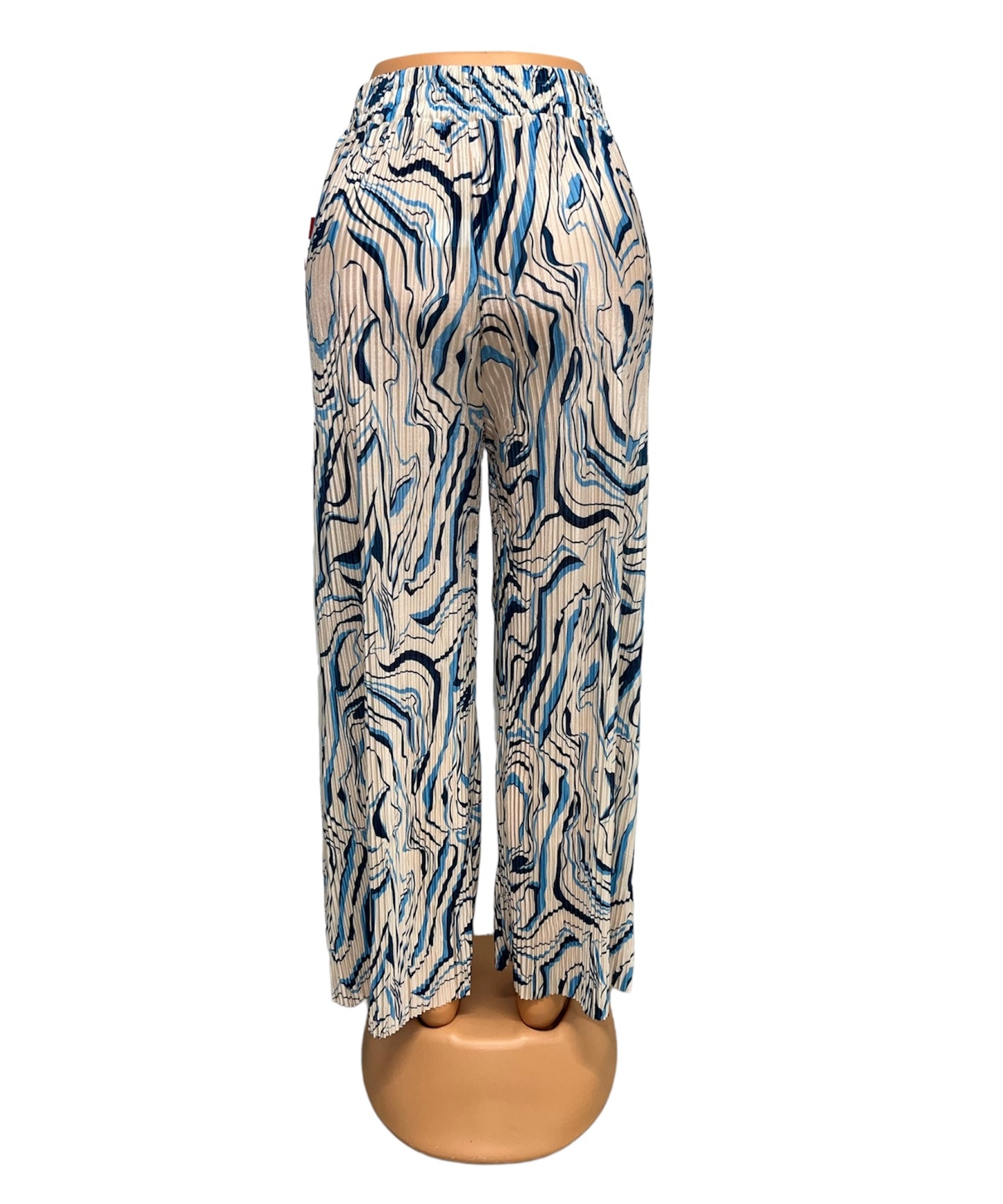 SUMMER PANTS WITH PRINT WHITE/BLUE - LILLY