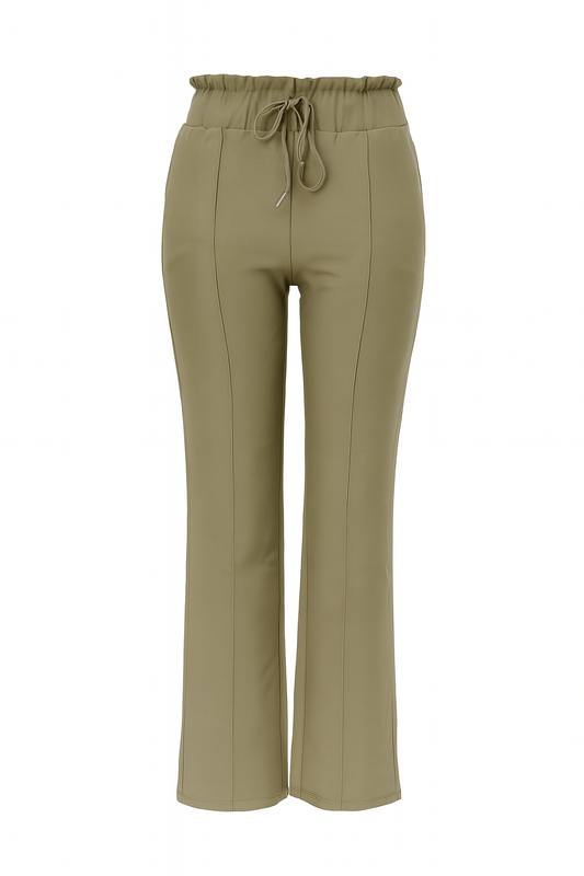 R272- COMFORTBROEK STRAIGHT LEG MET VETERS KHAKI