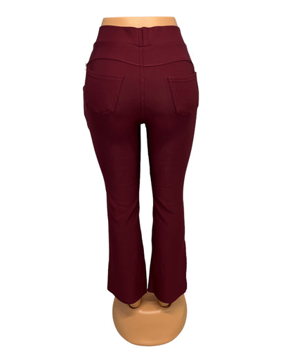 -COMFORT PANTS BORDEUX RED FLARED