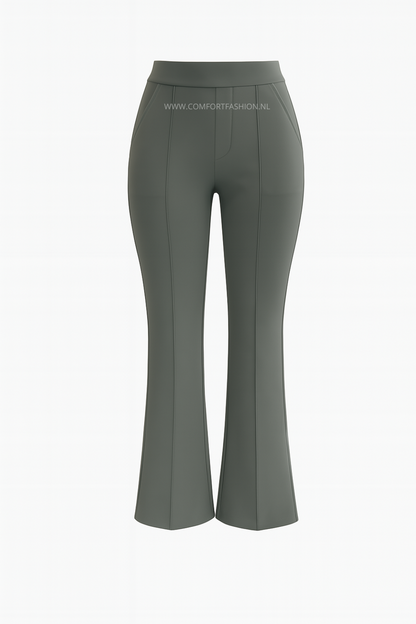 -COMFORTBROEK TALL FLARED GROEN/GRIJS