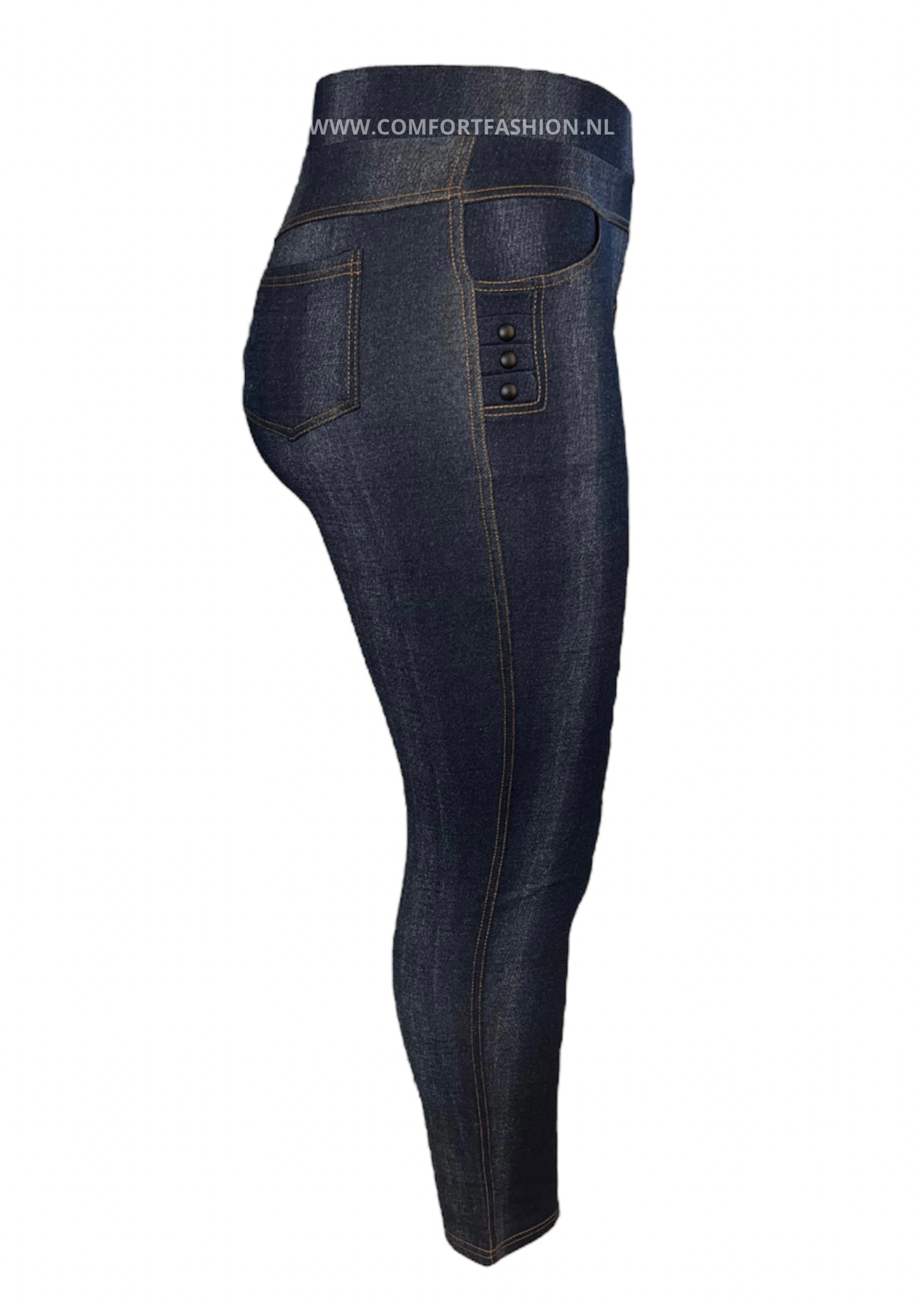 -COMFORTBROEK JEANS MET BUTTONS